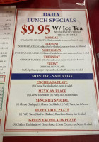 Oasis Cafe menu