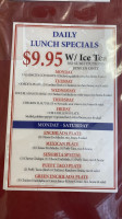 Oasis Cafe menu