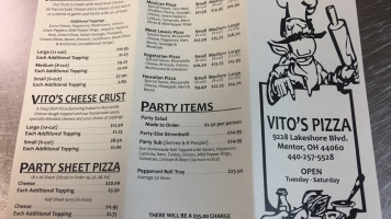 Vito's Pizza menu