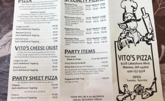 Vito's Pizza menu