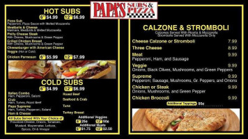 Papa's Subs Pizza menu