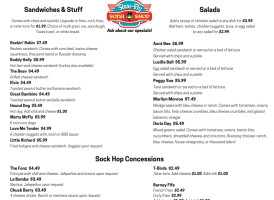 Shoo-fly Soda Shop menu