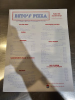 Beto's Pizza menu