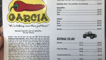 Tacos Garcia menu