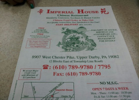 Imperial House menu