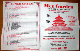 Mee Garden Authentic Asian Cuisine In Newark menu