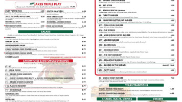 Jakes Burgers And Beer menu