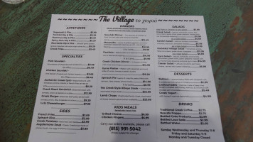 The Village menu