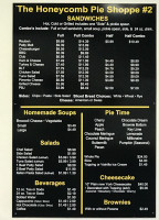 The Honeycomb Pie Shoppe #2 menu