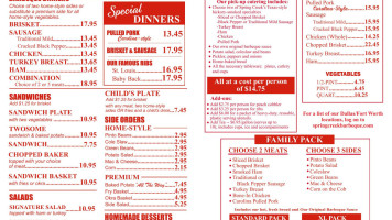 Spring Creek Barbeque menu