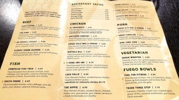 Fuego Tortilla Grill menu