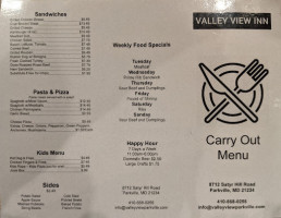 Valley View Inn menu