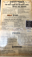 Parker Brothers Traildust Steakhouse menu