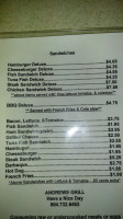 Andrew's Grill menu