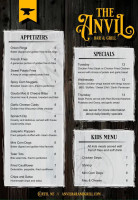 The Anvil And Grill menu