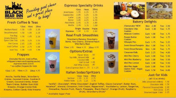 Black Bear Coffee And Espresso menu