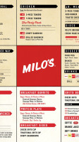 Milo's Hamburgers menu