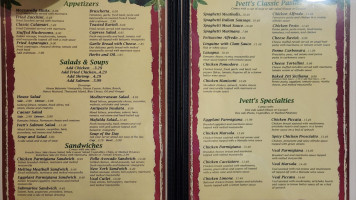 Ivett's Italian Grill menu