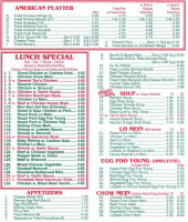 Lo's Chinese menu