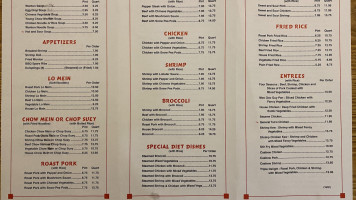 Wong's Take Out menu