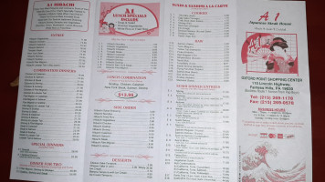 A 1 Japanese Steak House menu