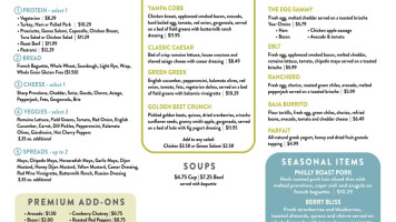 Yampa Sandwich Company menu