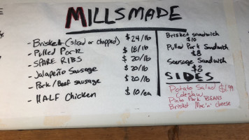 Millsmade Barbecue menu