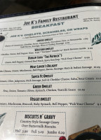 Joe K's menu