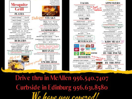 Mesquite Grill menu