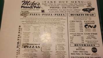 Mike's Pizza Pub menu