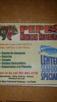 Pepe's Mexican menu