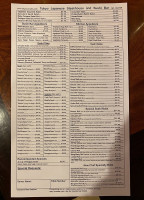 Tokyo Japanese Steakhouse Sushi menu