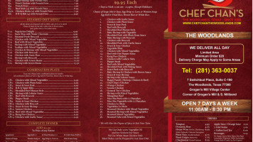 Chef Chan’s The Woodlands menu