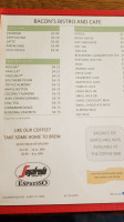 Bacon's Bistro And Cafe menu