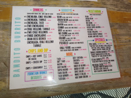 Bandito Burrito menu