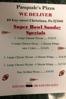 Pasquale's Pizza menu