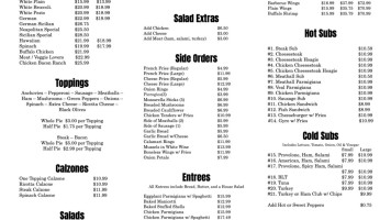 Bella Mia menu