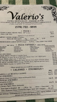 Valerio's menu