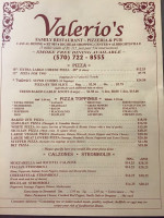 Valerio's menu