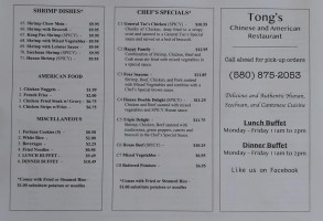 Tong's menu