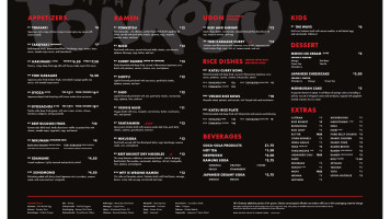 Tonkotsu Ramen menu