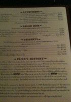 Click's Steakhouse menu