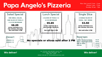 Papa Angelo's Pizzeria menu