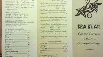 Sea Star Cafe menu