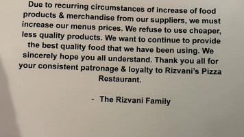 Rizvani's Pizza inside