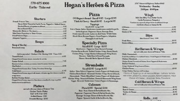 Hogan's Heroes Pizza menu