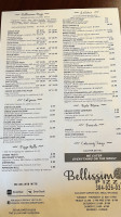 Bellissimo Pizza menu