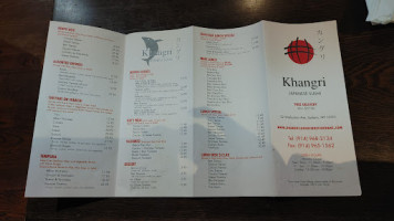 Khangri Japanese Sushi menu