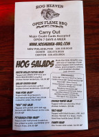 Hog Heaven menu