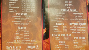 Bailey's BBQ menu